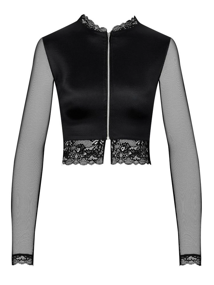 Langarm Minitop DIAMANT Satin Schwarz Von Cadolle 5 Langarm Minitop DIAMANT Satin Schwarz Von Cadolle – Bild 3