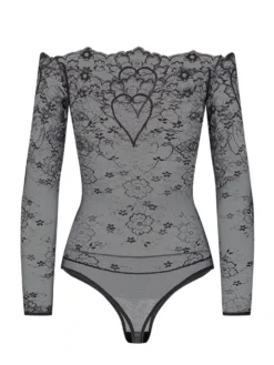 Langarm-Body COEUR Spitze Schwarz Von Cadolle -Pink Zebra 4089dk body coeur schwarz cadolle 3