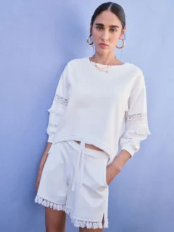 Kurzer Freizeitanzug BIANCO No. 2 Weiß Von Fiori Di Chiara -Pink Zebra anzug weiss fc209 fiori di chiara 1