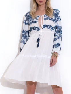 Sommerkleid Mit Stickerei RICAMATO Von Chiara Fiorini Mit Viscose 8 Sommerkleid Mit Stickerei RICAMATO Von Chiara Fiorini Mit Viscose -Pink Zebra baumwolle kleid weiss blau cf9812 chiara fiorini