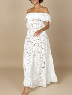 Baumwolle Lochspitze Sommerkleid GLADYS Von Marjolaine -Pink Zebra baumwolle lochspitze sommerkleid gladys 7gla3002 naturweiss marjolaine 2