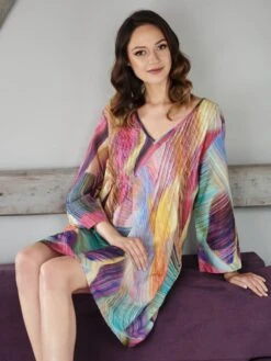 Baumwolle Batist Tunika JETTE Bunt Von Gattina -Pink Zebra baumwolle tunika jette 391243 bunt gattina 2