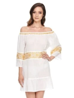 Baumwolle Batist Strandtunika JÖRDIS Mit Stickerei Von Gattina 9 Baumwolle Batist Strandtunika JÖRDIS Mit Stickerei Von Gattina -Pink Zebra baumwolle tunika joerdis weiss gold 391198 gattina 2