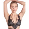 Triangel Longline BH BLACK SWAN Aus Spitze Von Prelude Milano