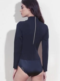 Langarm Twill-Body OFFICIER Schwarz Von Cadolle -Pink Zebra body twill officier noir 4086nf cadolle 3