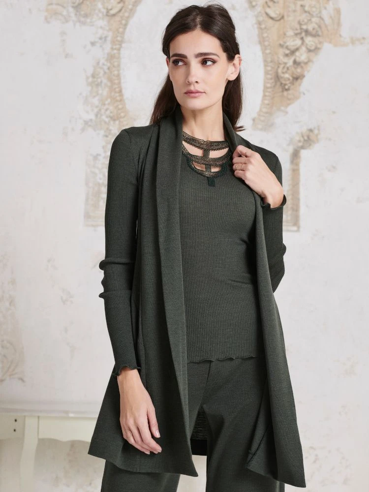 Merino Wolle-Seide CARDIGAN Strickjacke Von Oscalito 9 Merino Wolle-Seide CARDIGAN Strickjacke Von Oscalito – Bild 7