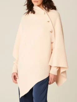 100% Merinowolle Poncho TEGAN Mit Knöpfen Von Pluto -Pink Zebra cardigan merinowolle tegan pinkish beige pluto 1