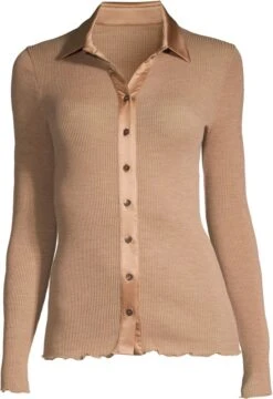 Merino Wolle-Seide CARDIGAN Gerippt Paprika-orange Von Oscalito -Pink Zebra cardigan wolle seide 6350 haut oscalito