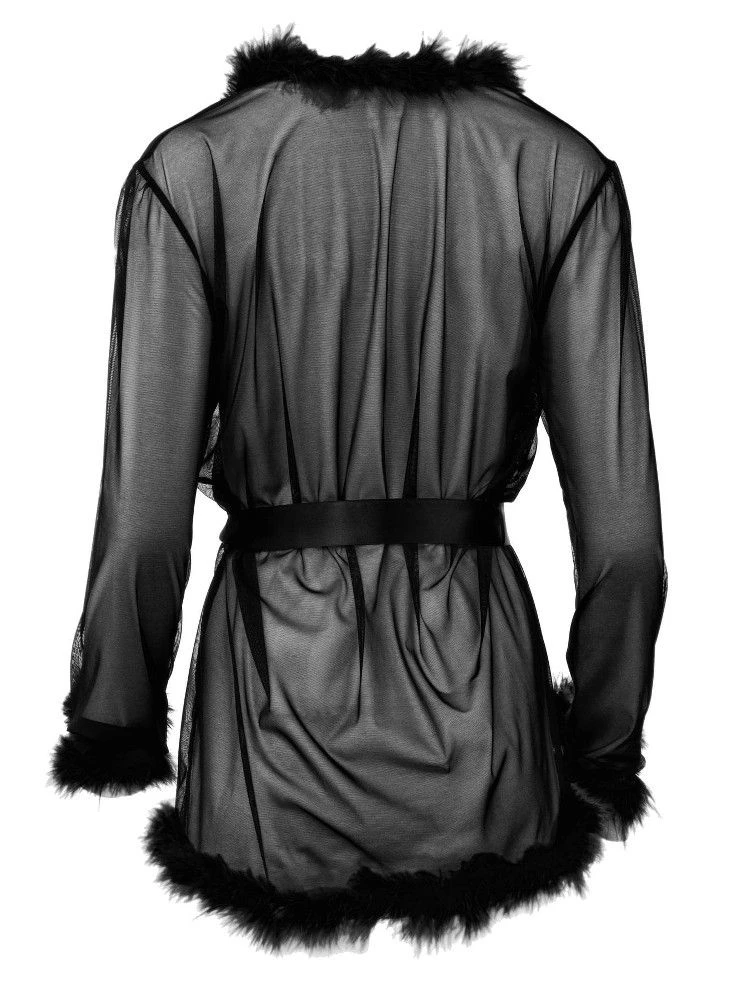 Morgenmantel Mit Federn MARILYN Schwarz Von Escora 6 Morgenmantel Mit Federn MARILYN Schwarz Von Escora – Bild 4