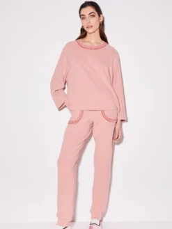 Hausanzug Kuschel Cotton Von Chiara Fiorini Mit Baumwolle -Pink Zebra hausanzug kuschel baumwolle mit glitzerborte rosa cf1340 chiara fiorini