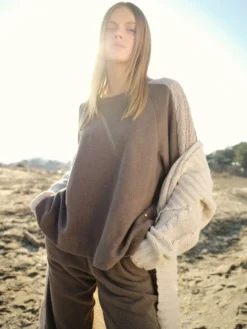 Lounge Set NOCCIOLA Nougat Mit Strickeinsatz Von Chiara Fiorini -Pink Zebra hausanzug kuschel baumwolle mit strickeinsaetzen nocciola cf1322 chiara fiorini 3