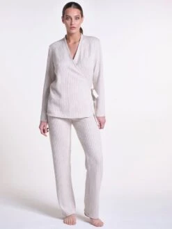 Hausanzug LOUNGE No. 6 Wollweiß Viscosemix Von Verdiani -Pink Zebra hausanzug viscose strick beige 8800 loungewear verdiani