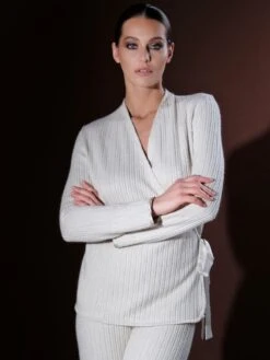 Hausanzug LOUNGE No. 6 Wollweiß Viscosemix Von Verdiani -Pink Zebra hausanzug viscose strick beige 8800 loungewear verdiani 4 1