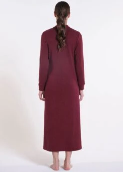 Feinstrick Kleid Lang LOUNGE No. 3 Bordeaux Viscosemix Von Verdiani -Pink Zebra hauskleid viscose strick bordeaux 8816 loungewear verdiani 2