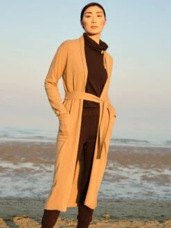 Hausmantel Edel-Strick Von Chiara Fiorini Mit Wolle Und Kaschmir -Pink Zebra hausmantel lang wollmix camel cf1352 chiara fiorini