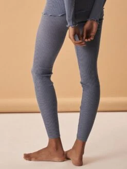 Merino Wolle-Seide Leggings Gerippt Von Oscalito -Pink Zebra hose 3449 blau oscalito