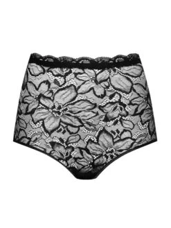 Spitze Taillen-Slip INVISIBLE CARMEN Schwarz Von Cadolle -Pink Zebra invisible carmen lace high waist panties 1108l schwarz cadolle 2 1