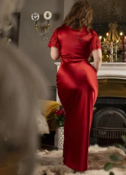 Stretchseide Nachtkleid Lang NINA Mit Spitze Marjolaine -Pink Zebra ka nachtkleid cerise rubis 4nin3002 marjolaine 5 2