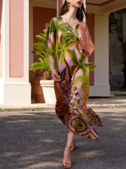 100% Seide Kaftan GENTI DI MARE Von Eva B. Bitzer -Pink Zebra kaftan 14311052 print mango eva bitzer 1