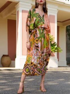 100% Seide Kaftan GENTI DI MARE Von Eva B. Bitzer -Pink Zebra kaftan 14311052 print mango eva bitzer 2