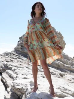 Tunikakleid Mit Seide GINEVRA MENTA Grün-orange Von Laetitia Beachwear 13 Tunikakleid Mit Seide GINEVRA MENTA Grün-orange Von Laetitia Beachwear -Pink Zebra kaftan mint g133 laetitia 10