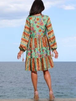 Tunikakleid Mit Seide GINEVRA MENTA Grün-orange Von Laetitia Beachwear 12 Tunikakleid Mit Seide GINEVRA MENTA Grün-orange Von Laetitia Beachwear -Pink Zebra kaftan mint g133 laetitia 4