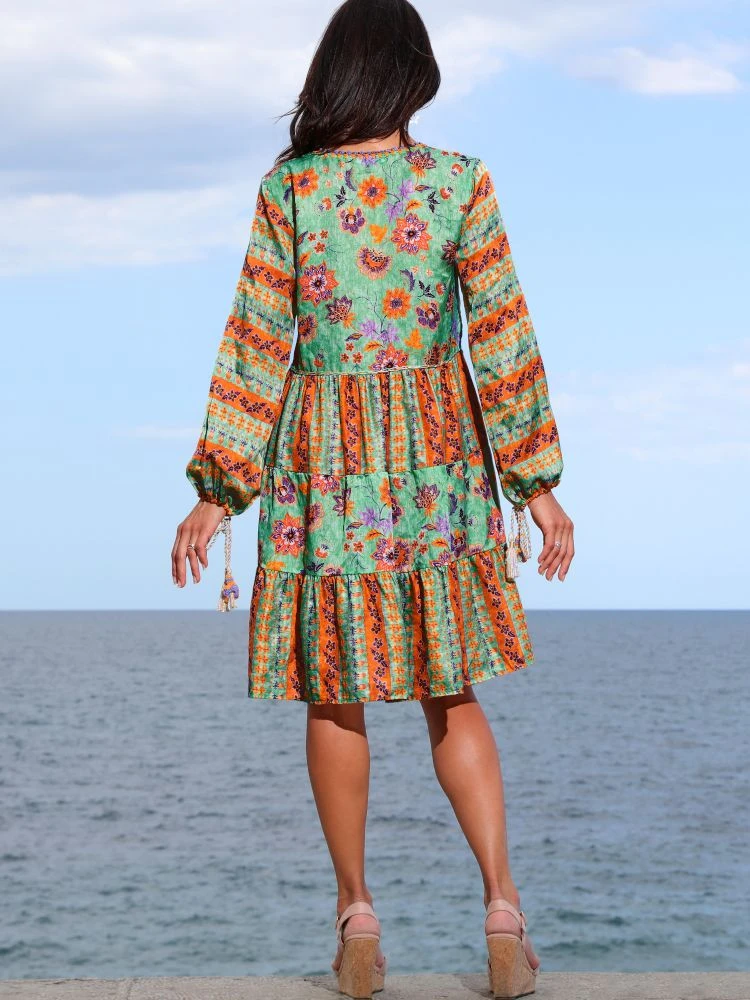 Tunikakleid Mit Seide GINEVRA MENTA Grün-orange Von Laetitia Beachwear 6 Tunikakleid Mit Seide GINEVRA MENTA Grün-orange Von Laetitia Beachwear – Bild 4