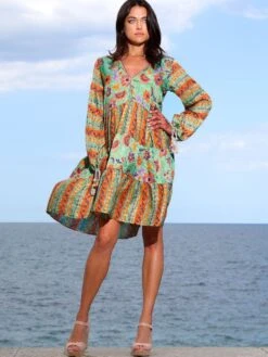 Tunikakleid Mit Seide GINEVRA MENTA Grün-orange Von Laetitia Beachwear 11 Tunikakleid Mit Seide GINEVRA MENTA Grün-orange Von Laetitia Beachwear -Pink Zebra kaftan mint g133 laetitia 5