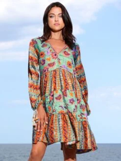 Tunikakleid Mit Seide GINEVRA MENTA Grün-orange Von Laetitia Beachwear 10 Tunikakleid Mit Seide GINEVRA MENTA Grün-orange Von Laetitia Beachwear -Pink Zebra kaftan mint g133 laetitia 7 1