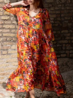 Strandkleid Mit Seide KATE Rot-bunt Von Laetitia Beachwear -Pink Zebra kaftan rk141 09pesca laetitia beachwear 2