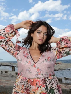 Tunikakleid Mit Seide GINEVRA ROSA Von Laetitia Beachwear -Pink Zebra kaftan rosa g133 laetitia 8