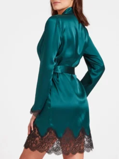 Seide Kimono TOI MON AMOUR Mit Spitze Von Aubade -Pink Zebra kimono gr n spitze seide toi mon amour qs65 emeraude aubade 3 1 2 1 1