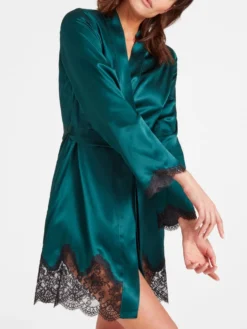 Seide Kimono TOI MON AMOUR Mit Spitze Von Aubade -Pink Zebra kimono gr n spitze seide toi mon amour qs65 emeraude aubade 4 1 2 1 1