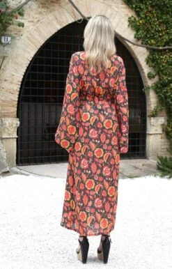 Kimono Mit Seide AURORA Schwarz-rot Von Laetitia Beachwear -Pink Zebra kimono s140 19nero laetitia beachwear 4