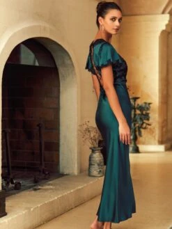 Stretchseide Nachtkleid Lang REINE No. 3 Mit Spitze Von Marjolaine -Pink Zebra kleid 4rei3004 4104 marjolaine 3 1