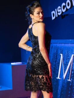 Pailletten Cocktailkleid ROUEN Von RCrescentini Notre Dame 9 Pailletten Cocktailkleid ROUEN Von RCrescentini Notre Dame -Pink Zebra kleid pailletten schwarz rouen notredame rcrescentini 3