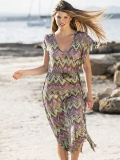 Strandkleid ZICK ZACK Türkis-bronze Von Fürstenberg 7 Strandkleid ZICK ZACK Türkis-bronze Von Fürstenberg -Pink Zebra kleid tuerkis 13530236 fuerstenberg 1