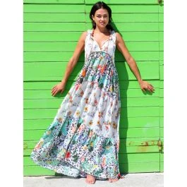 Strandkleid Mit Seide FANTASIA BIANCO Weiß Grün Von Laetitia Beachwear 3 Strandkleid Mit Seide FANTASIA BIANCO Weiß Grün Von Laetitia Beachwear