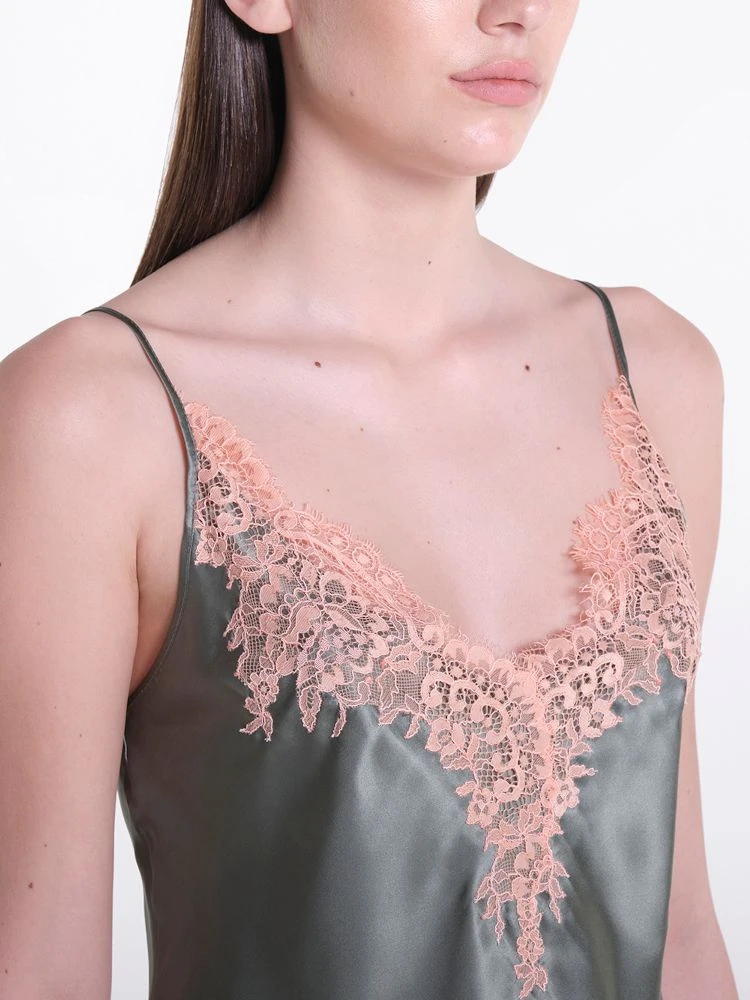 Seide Kurzpyjama OLIVE Mit Spitze Von Verdiani 5 Seide Kurzpyjama OLIVE Mit Spitze Von Verdiani – Bild 3