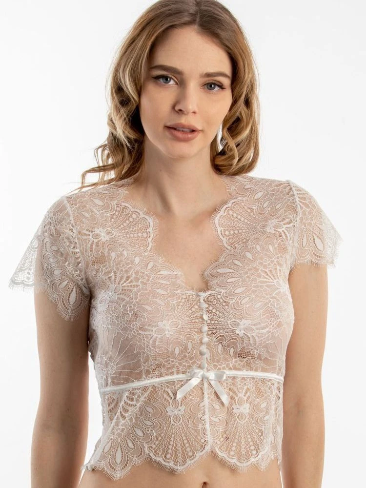 Spitze Kurzarm Top Von Prelude Milano 8 Spitze Kurzarm Top Von Prelude Milano – Bild 6