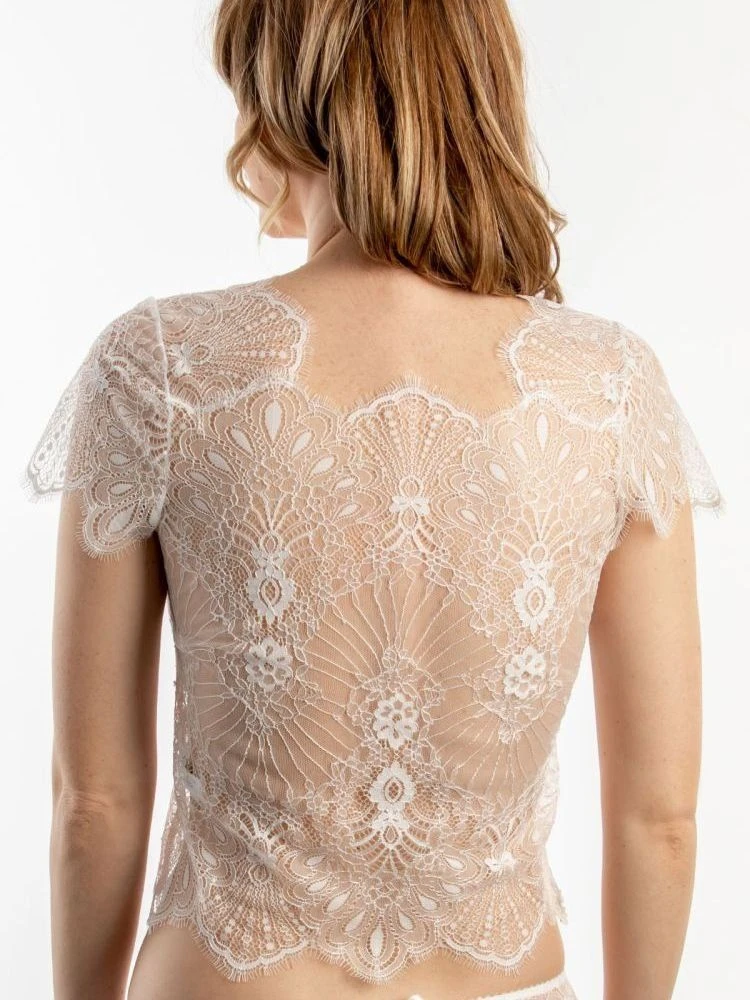 Spitze Kurzarm Top Von Prelude Milano 9 Spitze Kurzarm Top Von Prelude Milano – Bild 7