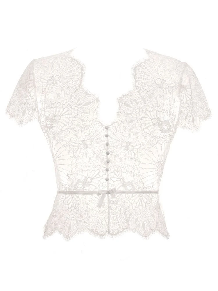 Spitze Kurzarm Top Von Prelude Milano 6 Spitze Kurzarm Top Von Prelude Milano – Bild 4