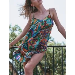 Kurzes Stretchseide Strandkleid ATHENA In Grün-bunt Von Marjolaine 3 Kurzes Stretchseide Strandkleid ATHENA In Grün-bunt Von Marjolaine