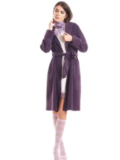 Morgenmantel KUSCHEL FLEECE Pflaume-violett Von Fiori Di Chiara -Pink Zebra kuschel morgenmantel lila fc9137 fiori di chiara 2