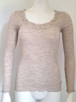 Merinowolle-Seide LANGARM SHIRT Mit Spitze Von Artimaglia -Pink Zebra langarm shirt merinowolle seide spitze avena 7031 67604 artimaglia 1