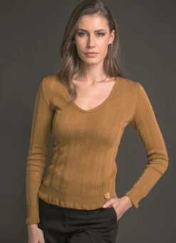 Merinowolle Seide LANGARM SHIRT Breite Rippe Von Artimaglia -Pink Zebra langarm shirt wolle seide 76404 cognac artimaglia 2 1 1