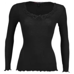 Merinowolle-Seide LANGARM SHIRT Mit Spitze Von Artimaglia -Pink Zebra langarm shirt wolle seide makramee spitze 67604 schwarz artimaglia 1 1