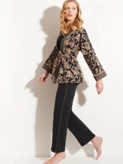 Jacke JACQUARD Schwarz-zimt Von Chiara Fiorini -Pink Zebra loungewear kuschel cotton g9611 cf1911 chiara fiorini