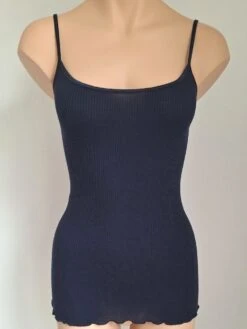 Merinowolle-Seide SPAGHETTI-TOP Gerippt Von Artimaglia 23 Merinowolle-Seide SPAGHETTI-TOP Gerippt Von Artimaglia -Pink Zebra merinowolle seide spaghetti top dunkelblau notte 7031 43901 artimaglia