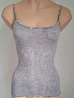 Merinowolle-Seide SPAGHETTI-TOP Gerippt Von Artimaglia 21 Merinowolle-Seide SPAGHETTI-TOP Gerippt Von Artimaglia -Pink Zebra merinowolle seide spaghetti top hellgrau grigio 7031 43901 artimaglia